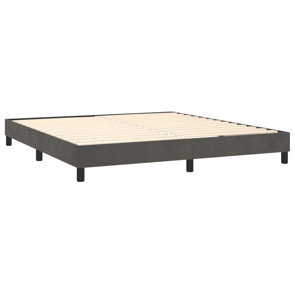 Box Spring Postel S Matrací Samet Tmavě Šedá