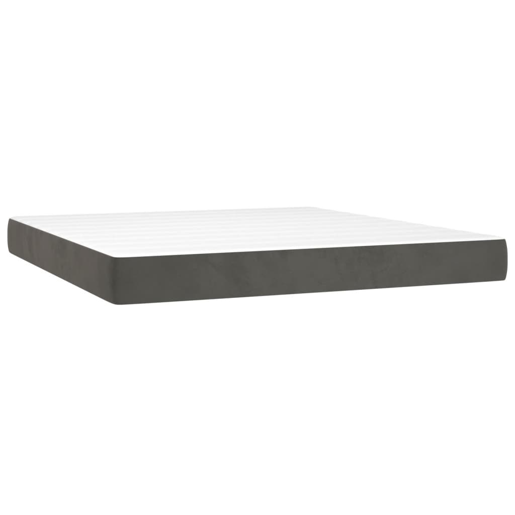 Box Spring Postel S Matrací Samet Tmavě Šedá