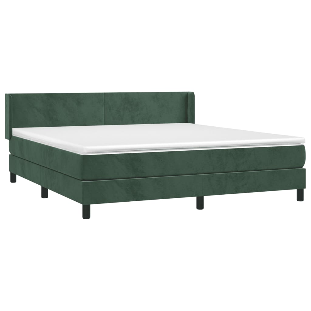 Box Spring Postel S Matrací Samet Tmavě Zelená