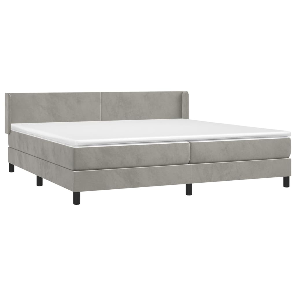 Box Spring Postel S Matrací Samet Světle Šedá