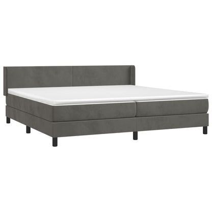 Box Spring Postel S Matrací Samet Tmavě Šedá