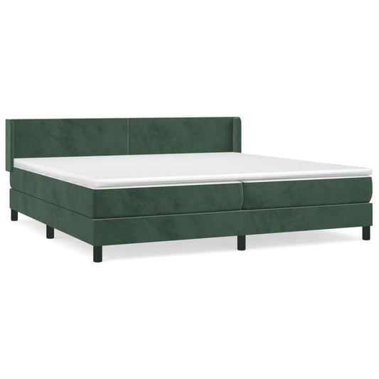 Box Spring Postel S Matrací Samet Tmavě Zelená