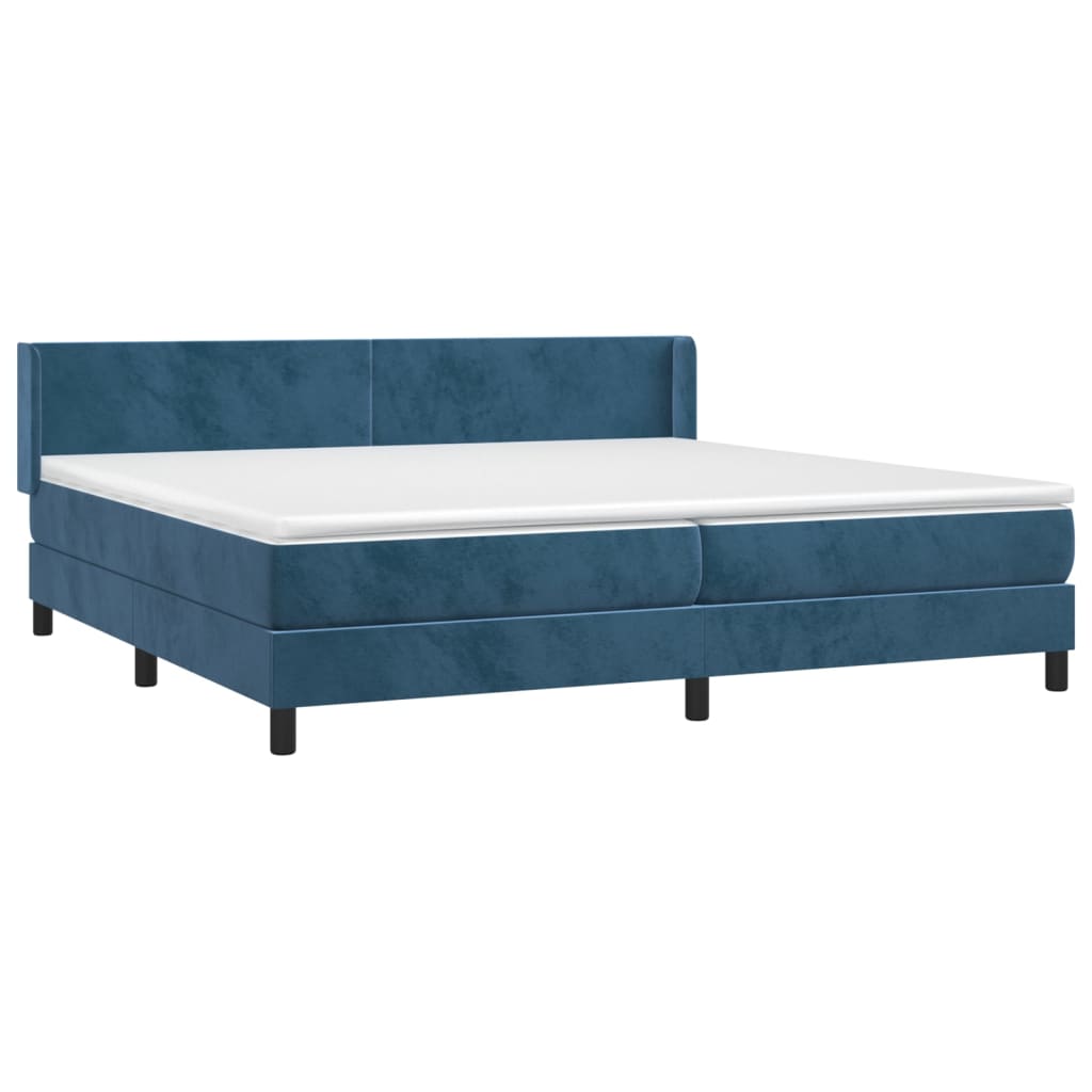 Box Spring Postel S Matrací Tmavě Modrá Samet Tmavě Moddrá