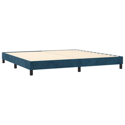 Box Spring Postel S Matrací Tmavě Modrá Samet Tmavě Moddrá