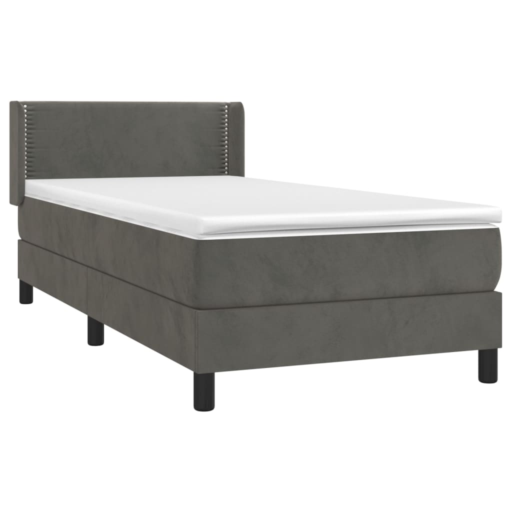 Box Spring Postel S Matrací Samet Tmavě Šedá