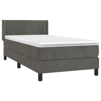 Box Spring Postel S Matrací Samet Tmavě Šedá