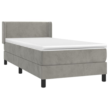 Box Spring Postel S Matrací Samet Světle Šedá