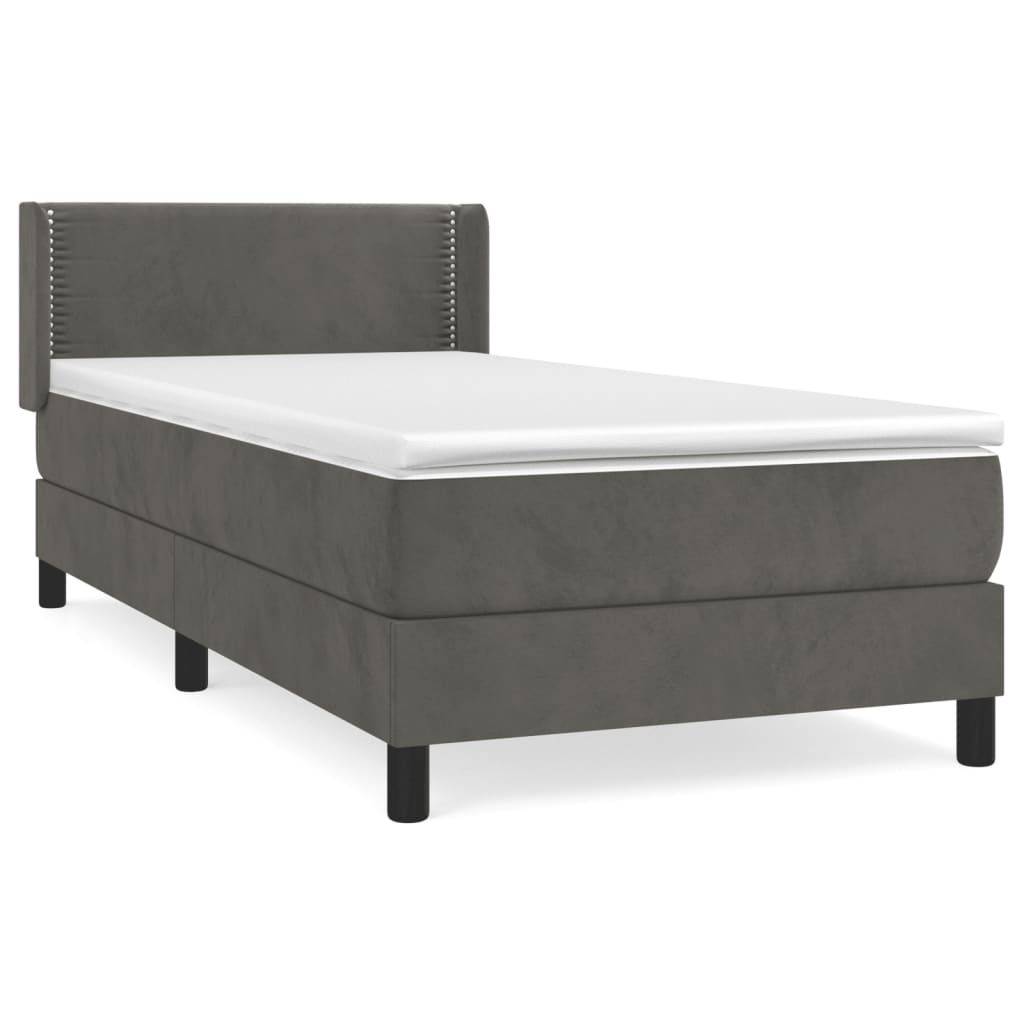 Box Spring Postel S Matrací Samet Tmavě Šedá