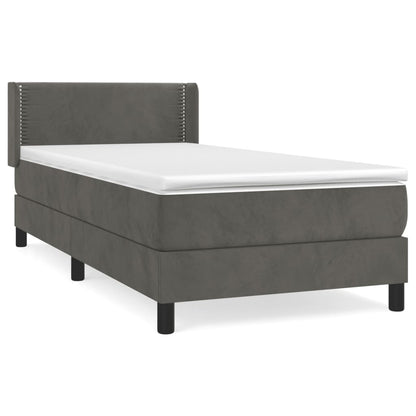 Box Spring Postel S Matrací Samet Tmavě Šedá