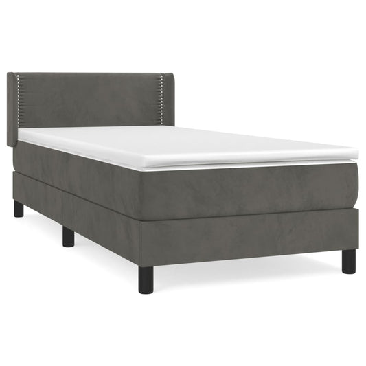 Box Spring Postel S Matrací Samet Tmavě Šedá