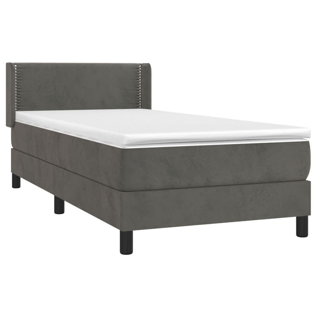 Box Spring Postel S Matrací Samet Tmavě Šedá