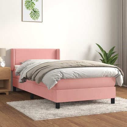 Box Spring Postel S Matrací Samet Růžová