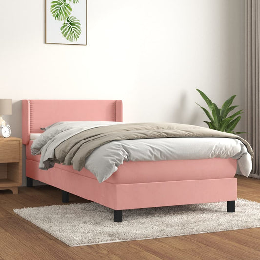 Box Spring Postel S Matrací Samet Růžová