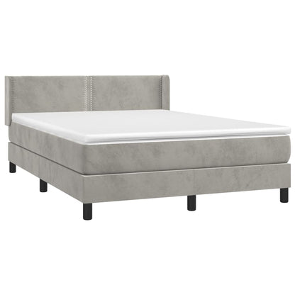 Box Spring Postel S Matrací Samet Světle Šedá