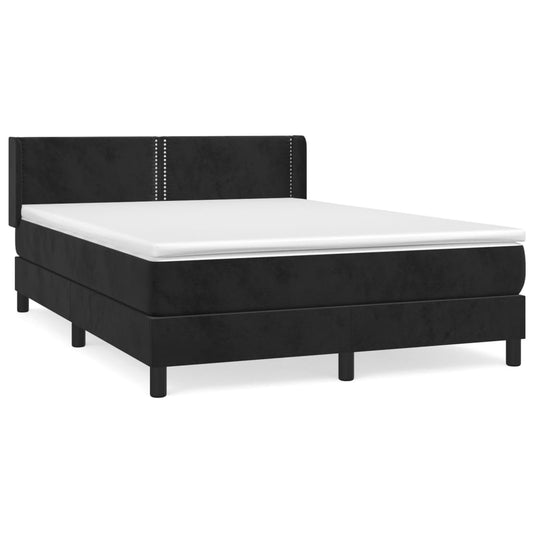 Box Spring Postel S Matrací Černá Samet Černá