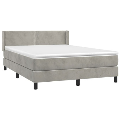 Box Spring Postel S Matrací Samet Světle Šedá