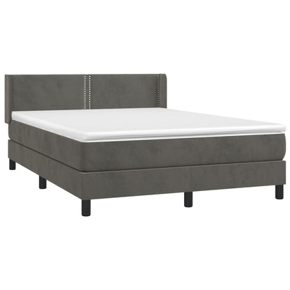 Box Spring Postel S Matrací Samet Tmavě Šedá