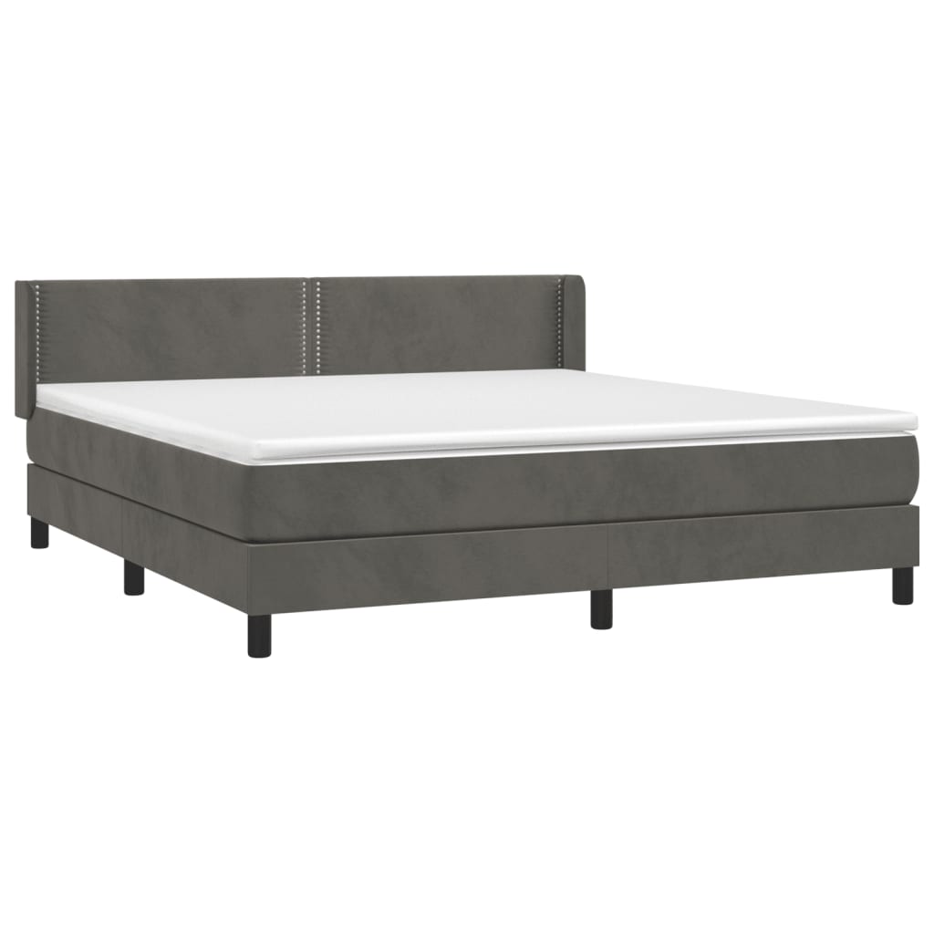 Box Spring Postel S Matrací Samet Tmavě Šedá