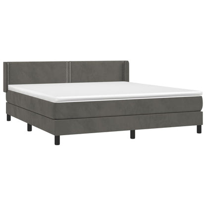 Box Spring Postel S Matrací Samet Tmavě Šedá