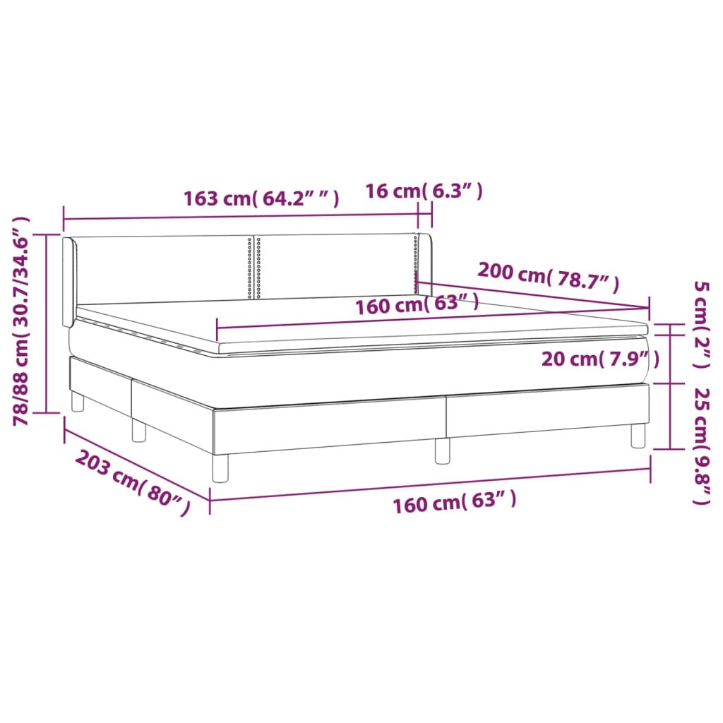 Box Spring Postel S Matrací Samet Tmavě Šedá