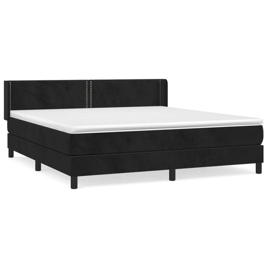 Box Spring Postel S Matrací Černá Samet Černá