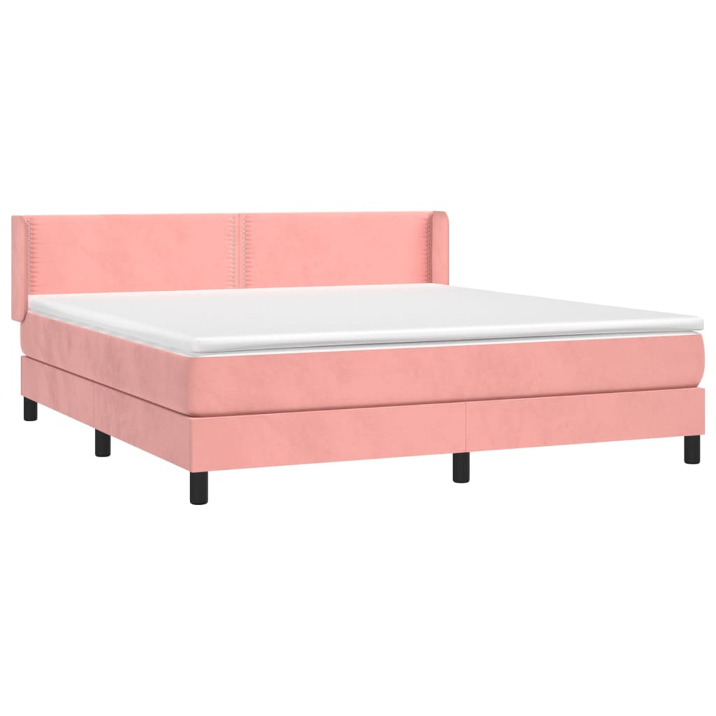 Box Spring Postel S Matrací Samet Růžová