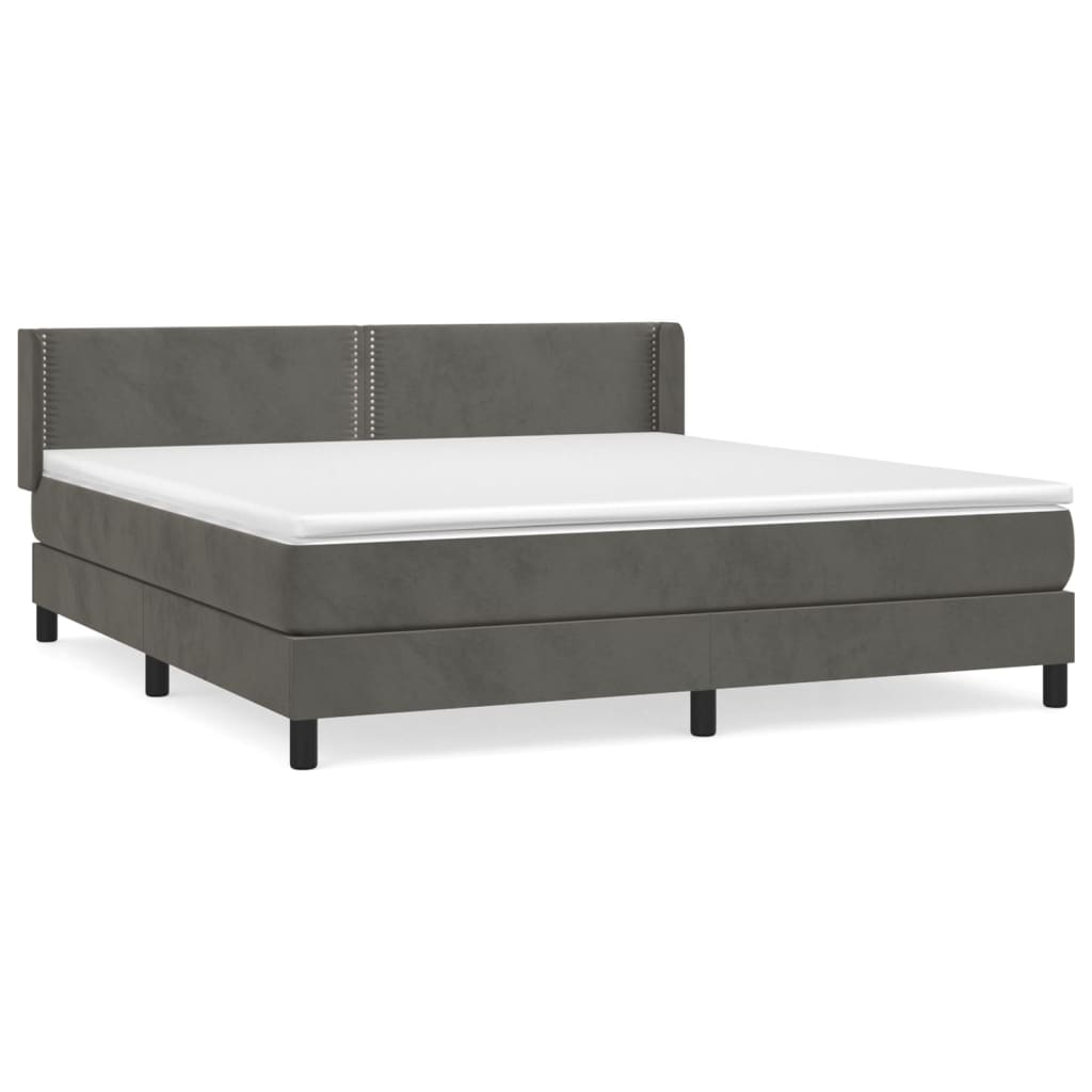 Box Spring Postel S Matrací Samet Tmavě Šedá