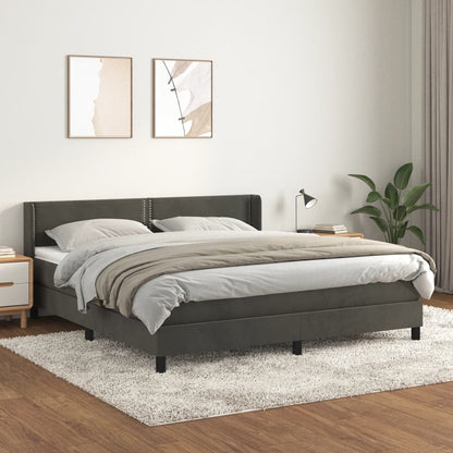 Box Spring Postel S Matrací Samet Tmavě Šedá