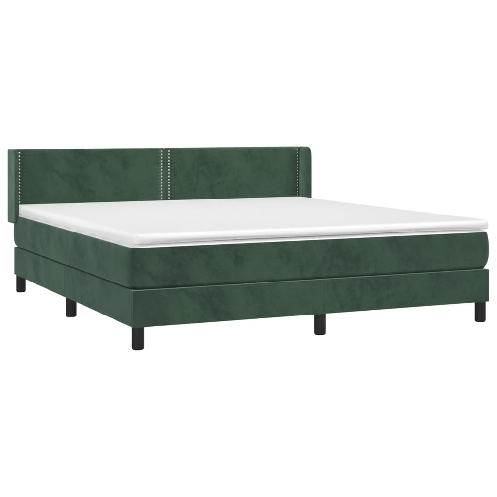 Box Spring Postel S Matrací Samet Tmavě Zelená