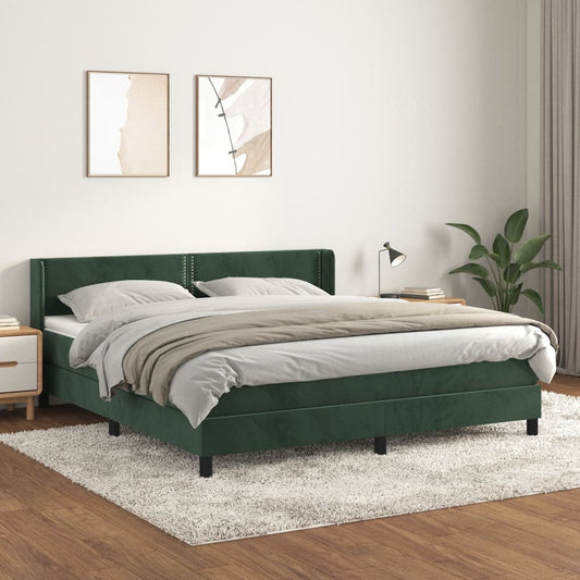 Box Spring Postel S Matrací Samet Tmavě Zelená