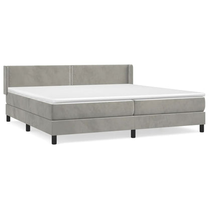 Box Spring Postel S Matrací Samet Světle Šedá
