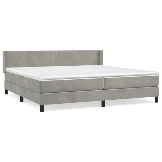 Box Spring Postel S Matrací Samet Světle Šedá