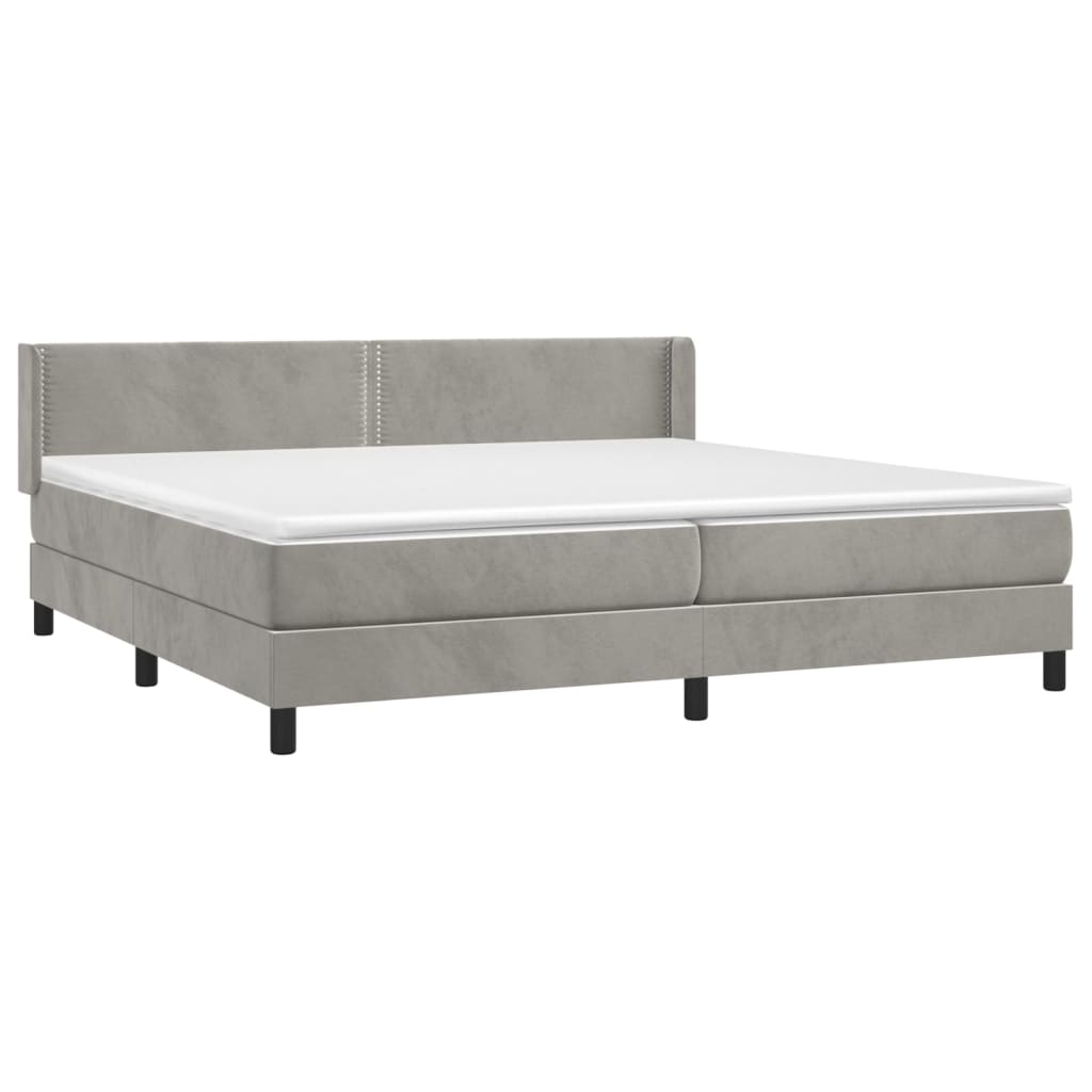 Box Spring Postel S Matrací Samet Světle Šedá