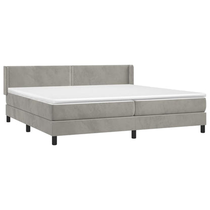 Box Spring Postel S Matrací Samet Světle Šedá