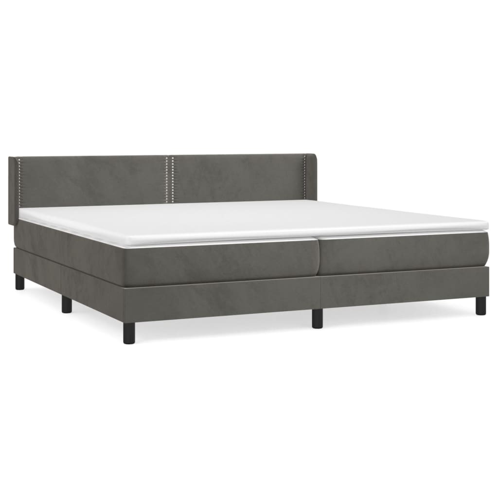 Box Spring Postel S Matrací Samet Tmavě Šedá