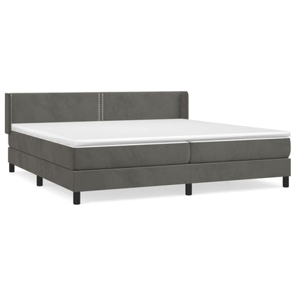 Box Spring Postel S Matrací Samet Tmavě Šedá