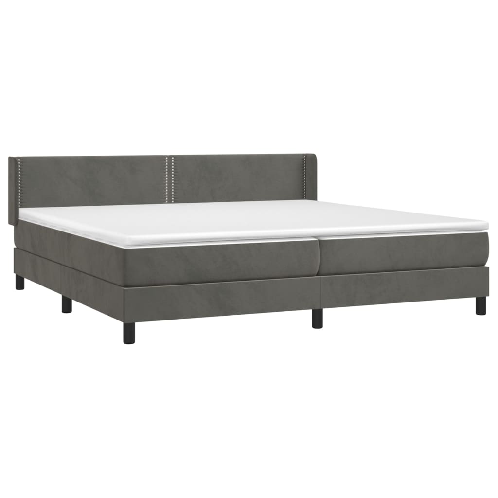 Box Spring Postel S Matrací Samet Tmavě Šedá