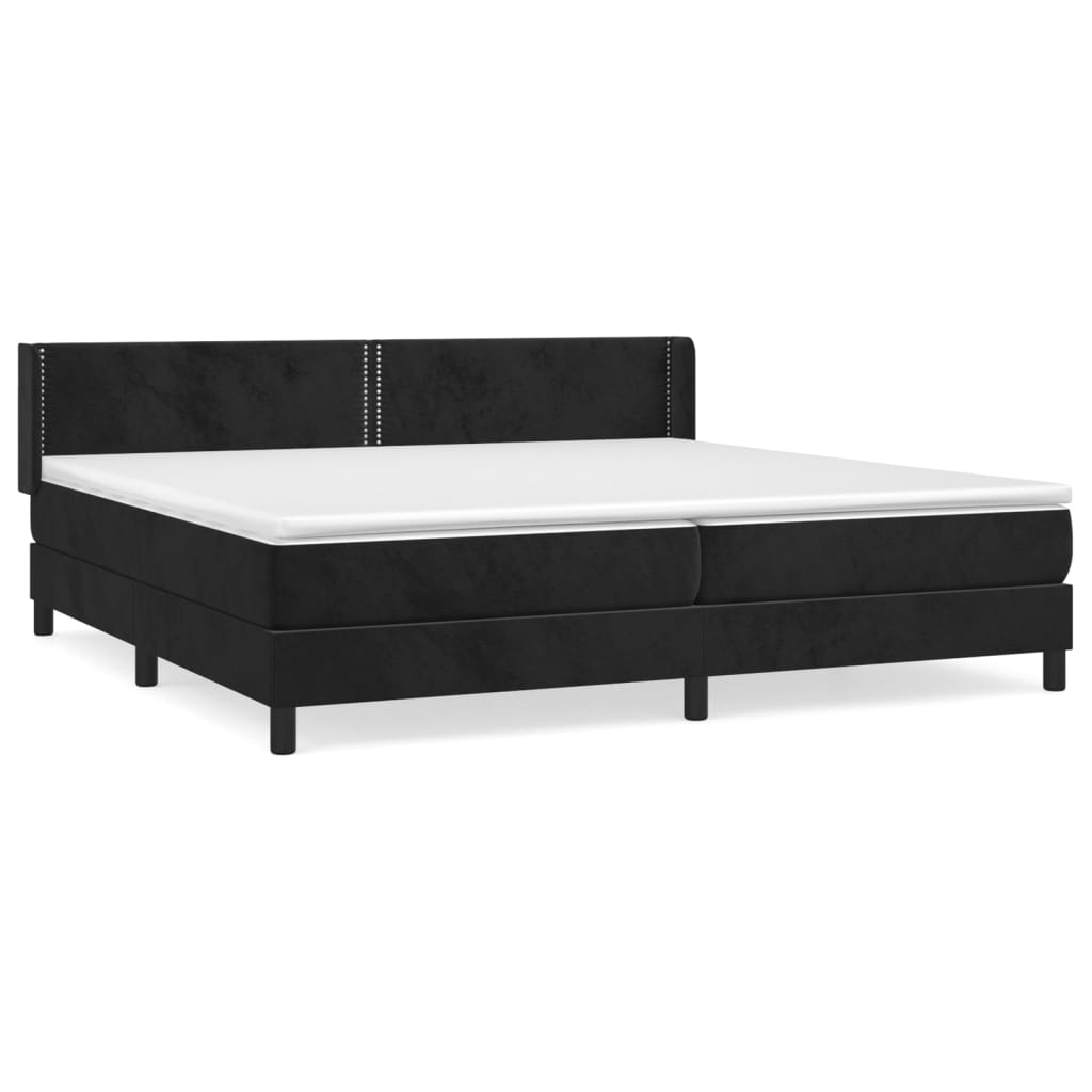 Box Spring Postel S Matrací Černá Samet Černá