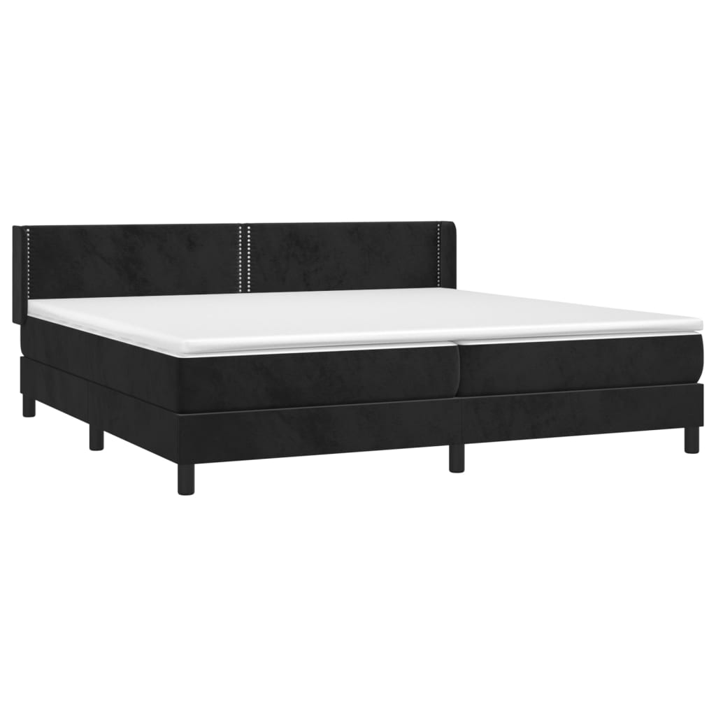 Box Spring Postel S Matrací Černá Samet Černá