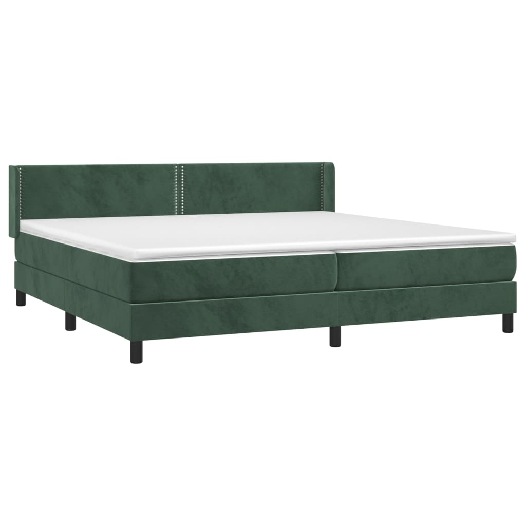 Box Spring Postel S Matrací Samet Tmavě Zelená