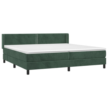 Box Spring Postel S Matrací Samet Tmavě Zelená