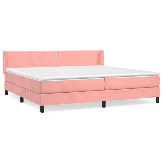 Box Spring Postel S Matrací Samet Růžová