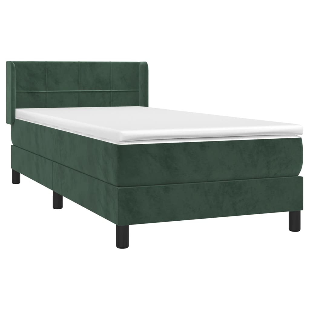 Box Spring Postel S Matrací Samet Tmavě Zelená