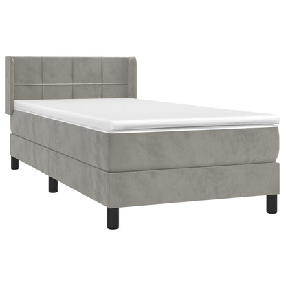 Box Spring Postel S Matrací Samet Světle Šedá