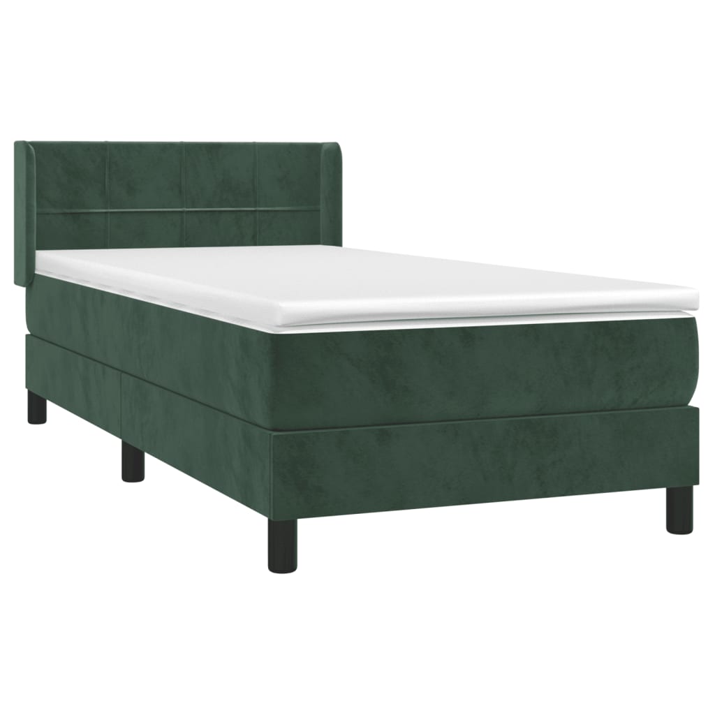 Box Spring Postel S Matrací Samet Tmavě Zelená