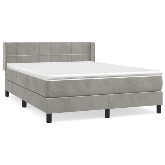Box Spring Postel S Matrací Samet Světle Šedá