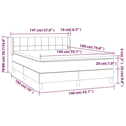 Box Spring Postel S Matrací Samet Světle Šedá