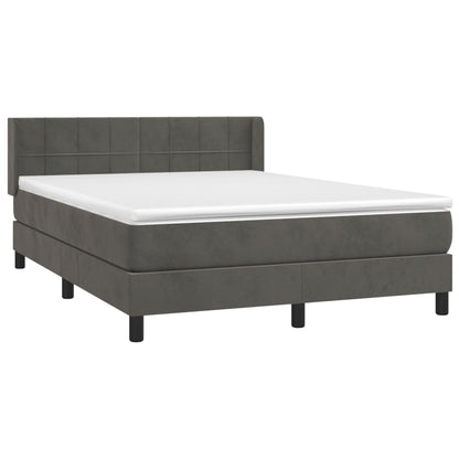 Box Spring Postel S Matrací Tmavě Šedý Samet Tmavě Šedá