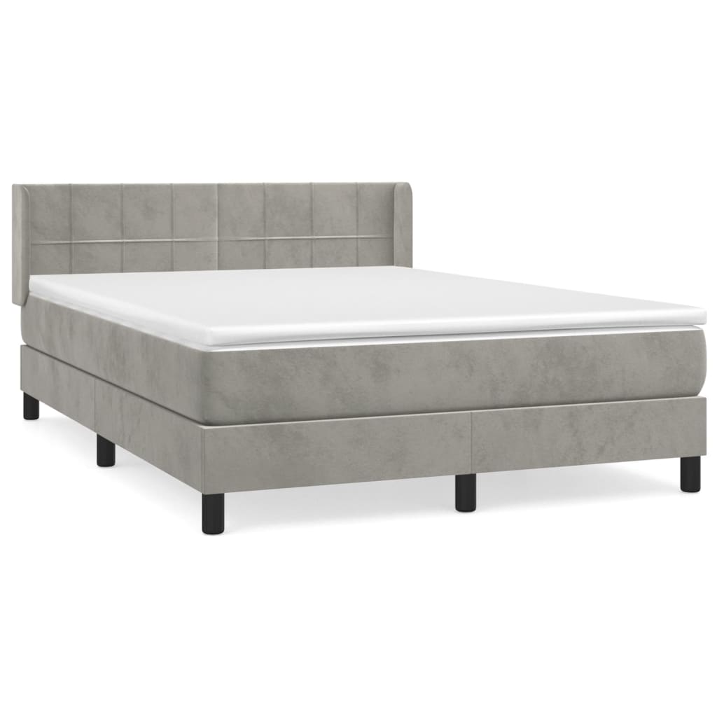 Box Spring Postel S Matrací Samet Světle Šedá