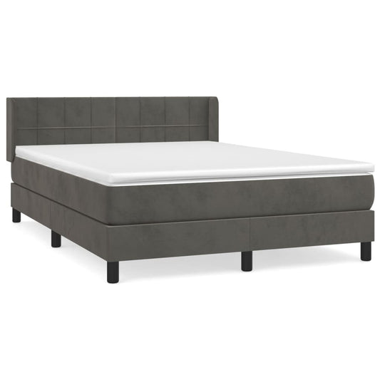 Box Spring Postel S Matrací Samet Tmavě Šedá